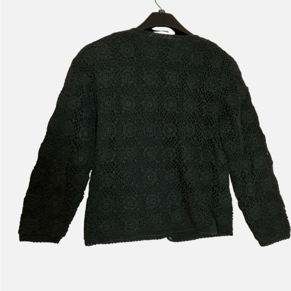 VTG 90s Crochet Floral Cardigan Sweater S Grunge Dark Academia Whimsigoth Boho - Picture 3 of 4